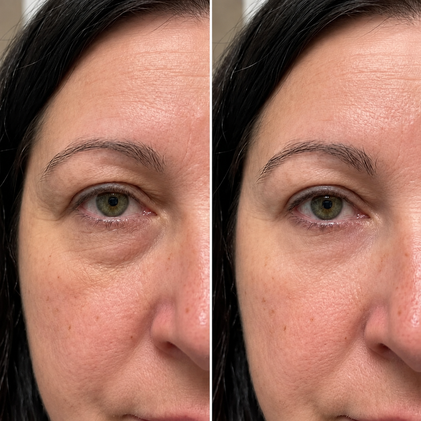Before and after under-eye bags