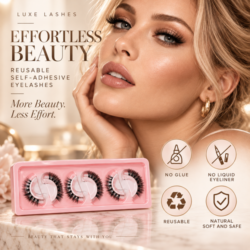 🌺Glue-Free Self-Adhesive Lashes – 3-Second Natural & Reusable