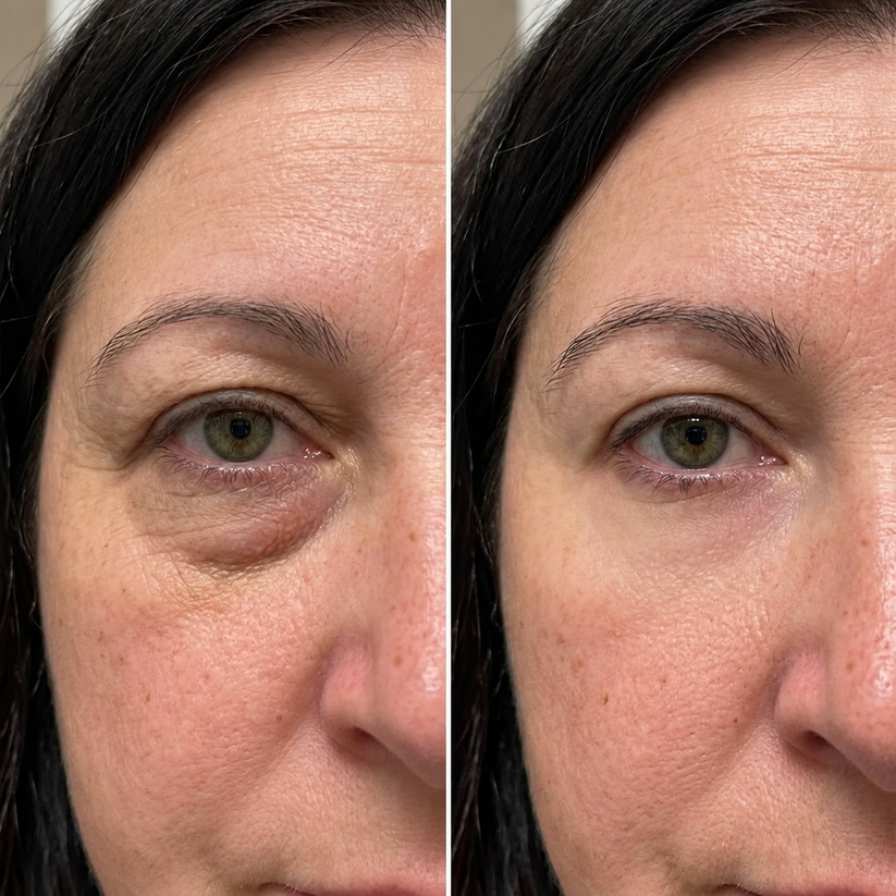 Before and after under-eye bags