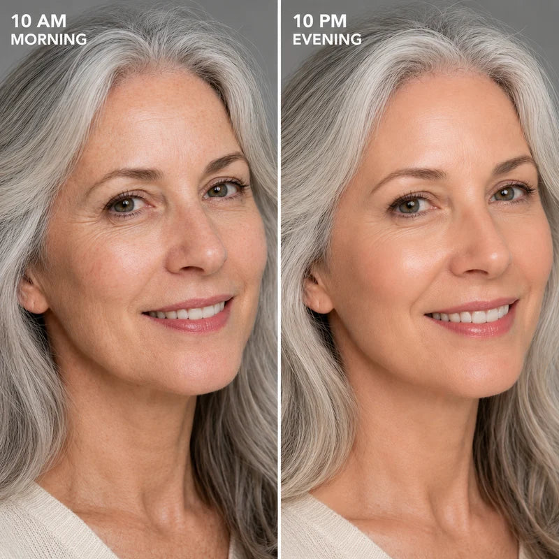 Morning and evening foundation comparison