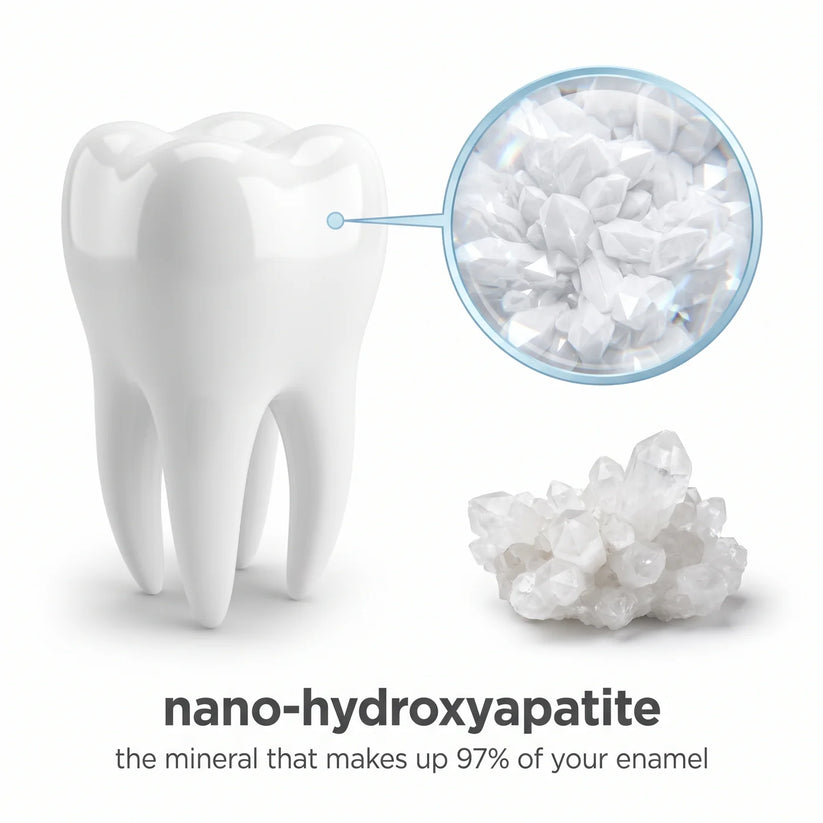 Nano-hydroxyapatite tooth enamel mineral illustration